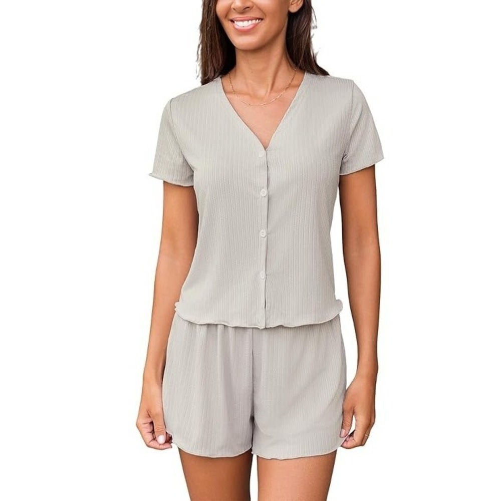 CUPSHE Satin Pajama Set Women Silk Camisole Pjs Ruffle Sleepwear 2 Piece L